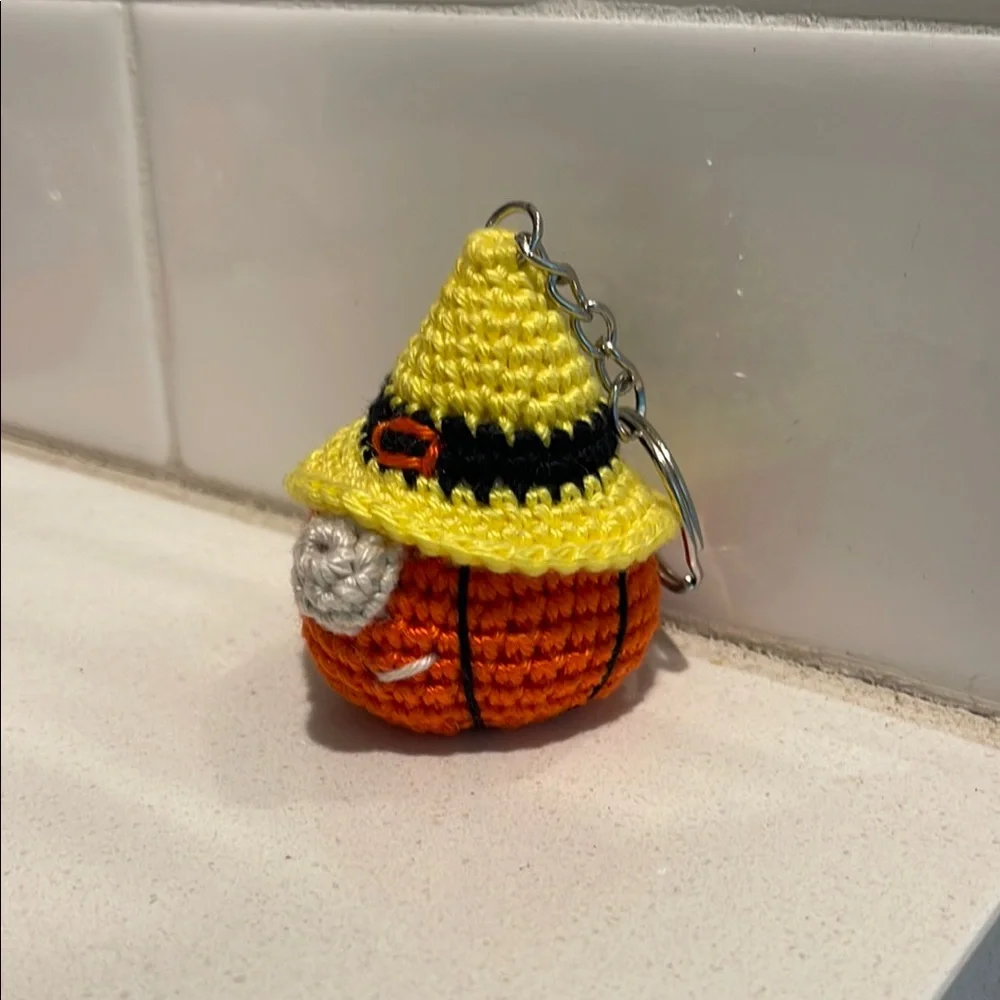 Handcrafted Pumpkin Gnome Keychain Accessory - Fall Halloween Thanksgiving - Picture 10 of 16